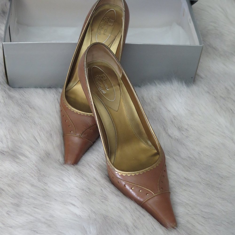 BROWNS COUTURE NUTMEG WITH GOLD EDGE SHOES